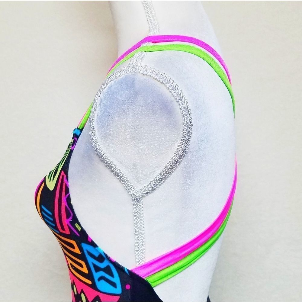 Vintage New Horizons Neon Retro Strappy Swimsuit View 6